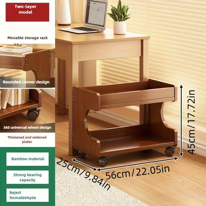 Mobile Storage Unit with Rolling Shelves - Heavy-duty Wooden 4-tier Open and Closed Shelves, Space-saving Wheeled Trolley