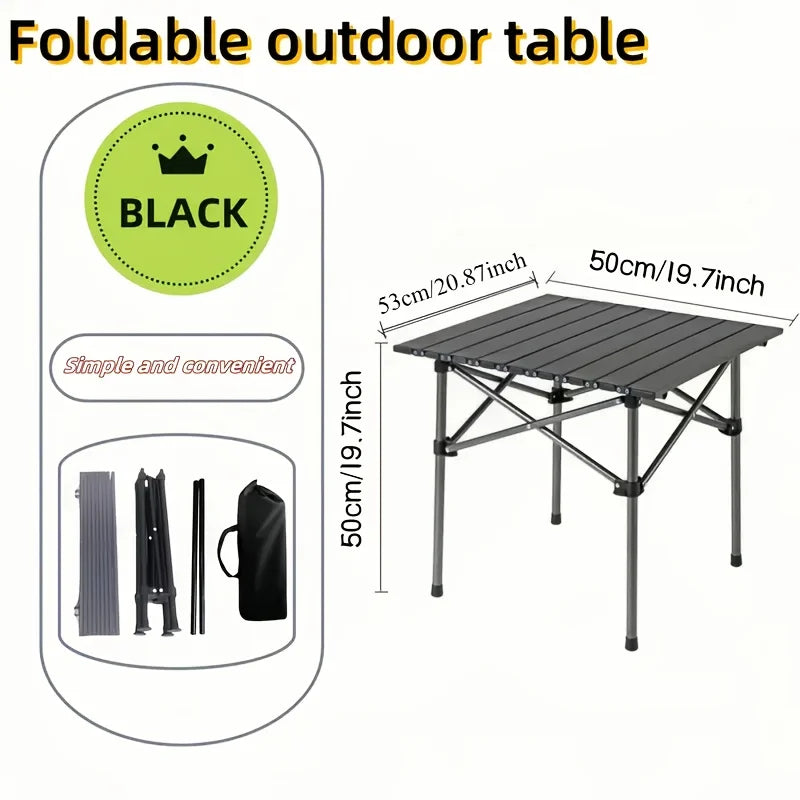 Portable stainless steel folding table, camping barbecue table - compact outdoor leisure thickened picnic equipment.