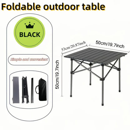 Portable stainless steel folding table, camping barbecue table - compact outdoor leisure thickened picnic equipment.