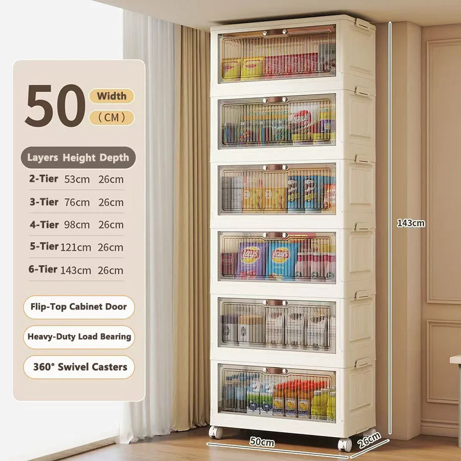 Transparent Foldable Storage Cabinet Large Capacity Refrigerator Storage Box Multi-Specification Multifunction Kitchen Organizer