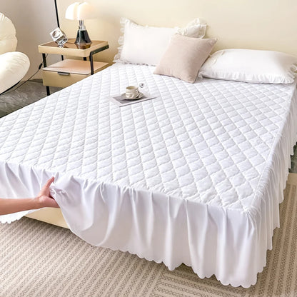 Quilted Waterproof Bed Skirt Soft and Breathable Bedspread Durable Bed Protector Cover, 90/140/160/180 Muti Size