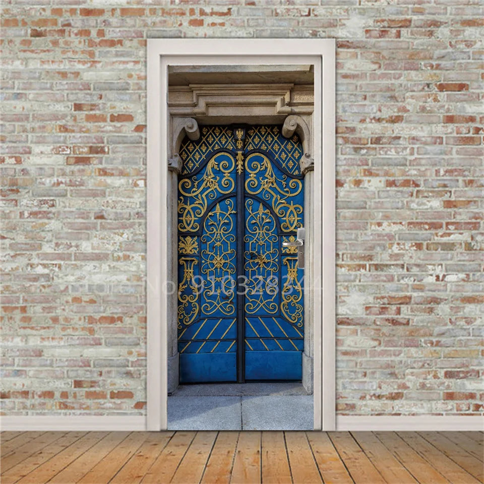 Arabic Style Door Sticker Self Adhesive Wallpaper Living Room Bedroom Decor Muslin Style Decal Door Cover Home Design Decoration