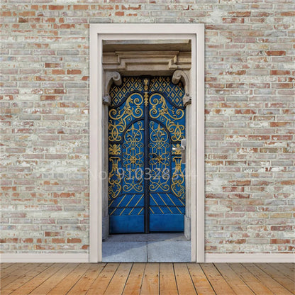 Arabic Style Door Sticker Self Adhesive Wallpaper Living Room Bedroom Decor Muslin Style Decal Door Cover Home Design Decoration