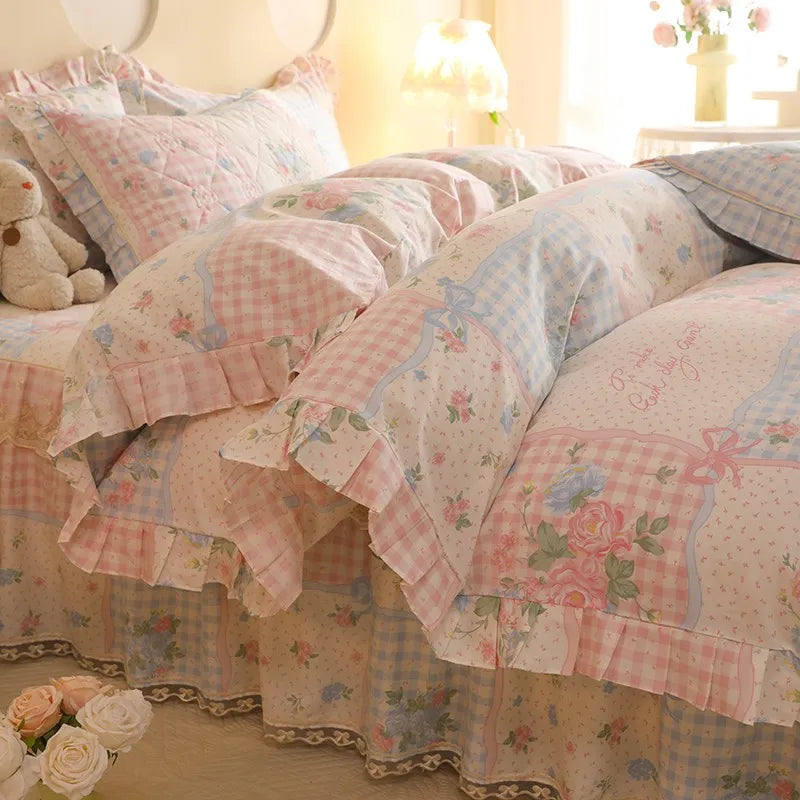 1pc Pure Cotton Duvet Cover Ruffles Quilt Cover Queen Size Comforter Cover Skin-friendly Bedding funda nordica (No Pillowcase)