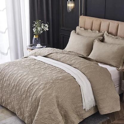 Solid Color Plant Jacquard Bedspread Quilted Bed Covers Bedspread Large Size Coverlet for Bed 220x240/240x250cm