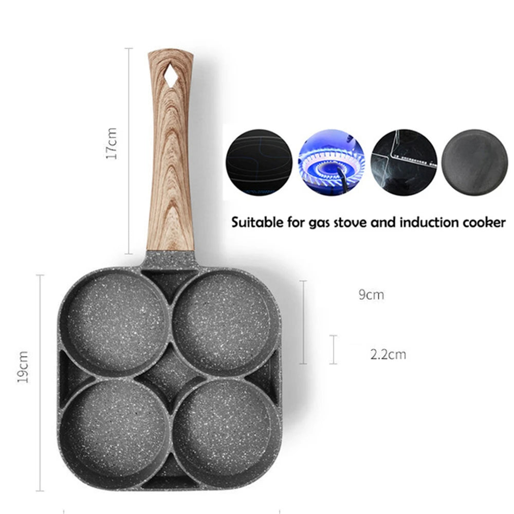 Four-hole Frying Pot Thickened Omelet Pan Non-stick Egg Pancake Steak Pan Cooking Egg Ham Pans Breakfast Maker
