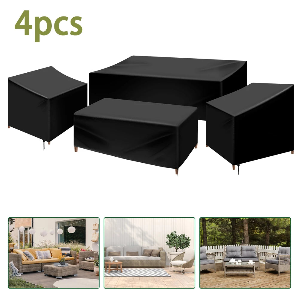 4Pcs Patio Furniture Cover Set Heavy duty Waterproof Patio Furniture Cover Oxford Cloth Outdoor Furniture Cover with Drawstring