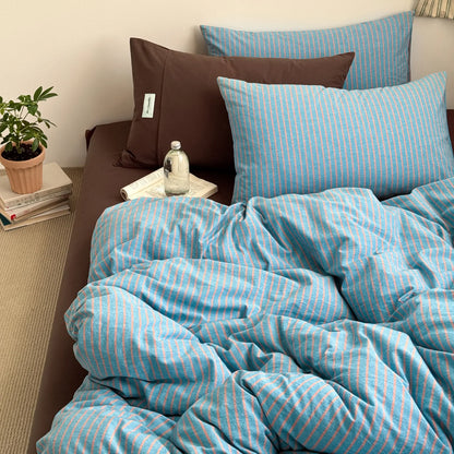 Simple Style Bedding Set Nordic Striped Duvet Cover Set 100% Cotton Flat Sheet Single Twin Size Double Bed Sheet Set For Bedroom