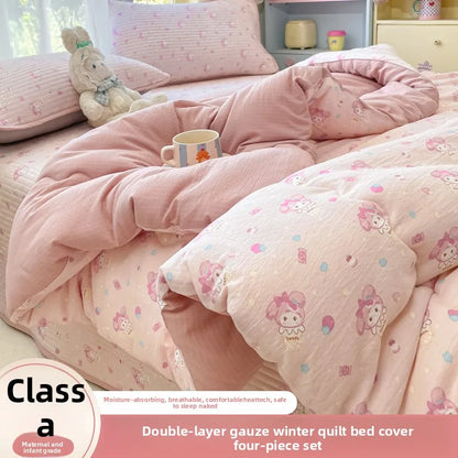 A-Class Double-Layer Thiened Warmth Blanket Core for Renting Houses Spring Autumn Winter Use Home Bedroom Dormi Four-Pi...