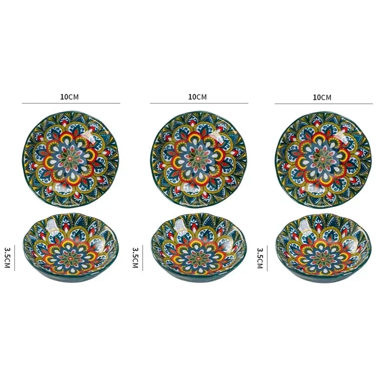 Ceramic Tableware Set Rice Bowl Serving Plate Creative Cutlery Soup Plate Noodle Handle Bowl Sauce Dish Steak Salad Fruit Plate