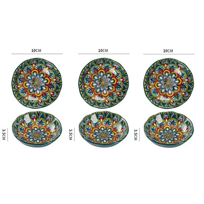 Ceramic Tableware Set Rice Bowl Serving Plate Creative Cutlery Soup Plate Noodle Handle Bowl Sauce Dish Steak Salad Fruit Plate