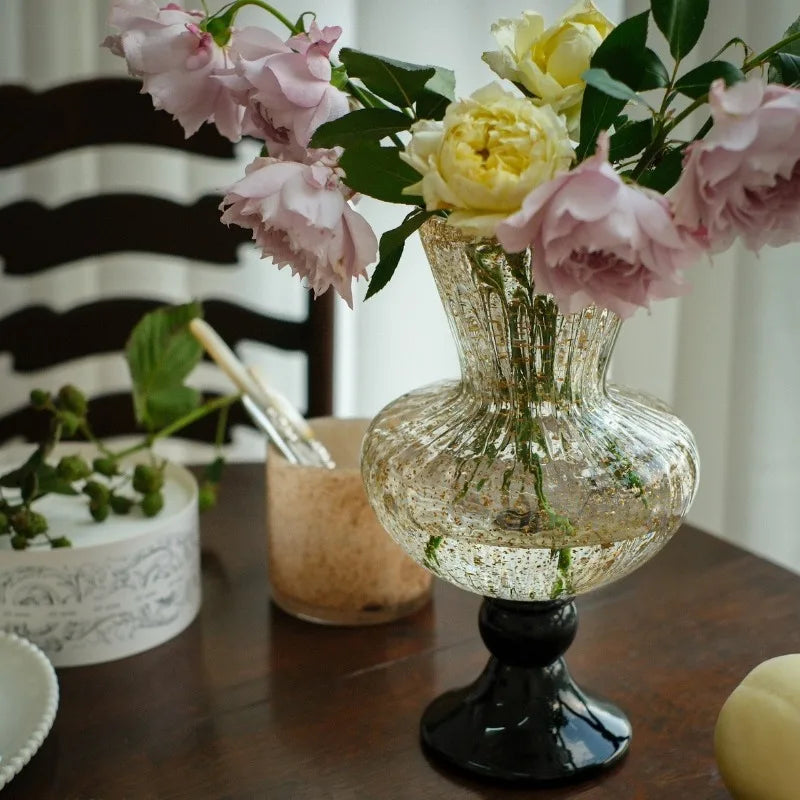 Retro Chinese Tall Glass Vase Creative Art Wind Lamp Vases Dried Flower Arrangement Device Decoration Salon Maison Luxe Jarrones