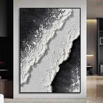 Simple Thick Texture Canvas Abstract Black And White Art Painting Large Size Wall Picture For Bedroom Custom Artwork Unframed