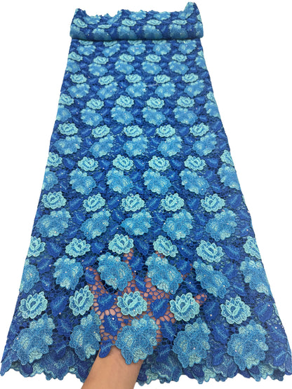 African High Quality Hand cut Water soluble lace with Tulle Lace Flower Fabric French Nigerian Lace Fabric For Wedding Dress