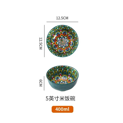 Ceramic Tableware Set Rice Bowl Serving Plate Creative Cutlery Soup Plate Noodle Handle Bowl Sauce Dish Steak Salad Fruit Plate