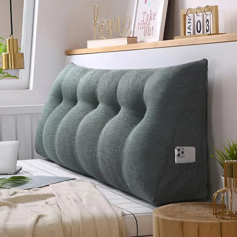 Large Triangular Headboard Wedge Bed Rest Reading Pillow Backrest Positioning Support Bolster Cushion with Removable Cover