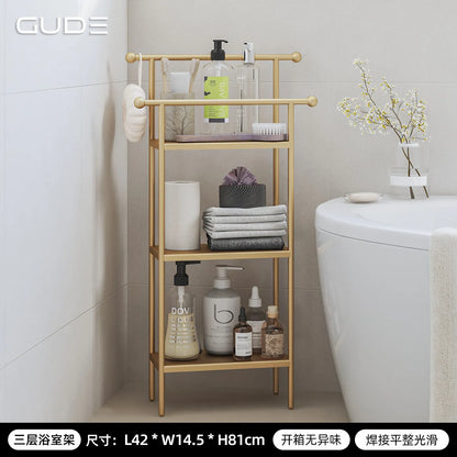 Floor-standing Bathroom Storage Rack Towel and Shower Organizer for Toilet and Bathtub Durable Bathroom Utility Shelf