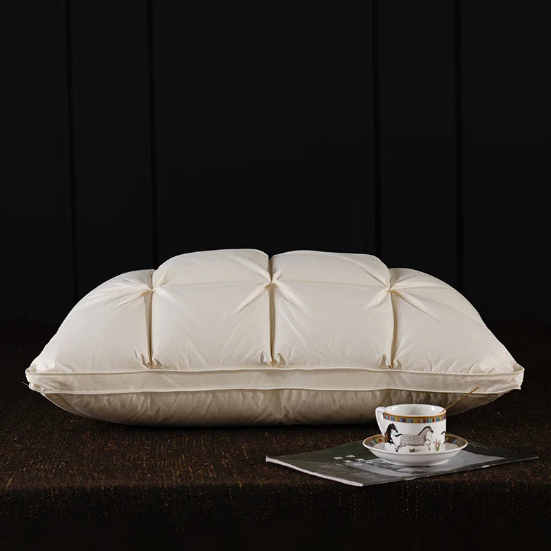 Luxury 3D Bread White Goose Down Feather Pillows for Sleeping Body Neck Protection Bed Pillows Soft Comfort 100% Cotton Cover