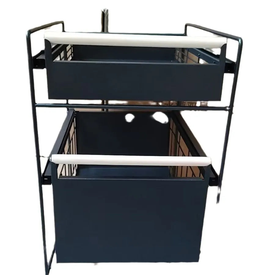 Kitchen Sink Storage Ra Multi-Functional Cabinet Pull out Basket Layered Organizer Carbon Steel Simple Modern Sle