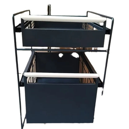 Kitchen Sink Storage Ra Multi-Functional Cabinet Pull out Basket Layered Organizer Carbon Steel Simple Modern Sle