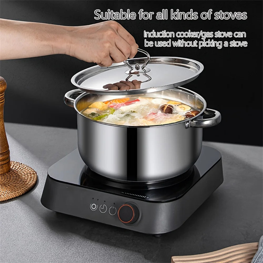 Stainless steel cookware set with lid, cooking spatula, soup spoon, complete set of kitchen utensils, multifunctional