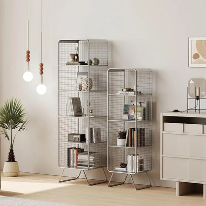 Nordic style Bookcase Multi-Tier Metal Storage Shelf Space Saving Living Room/Kids Book Organizer Sturdy Display Rack for Office