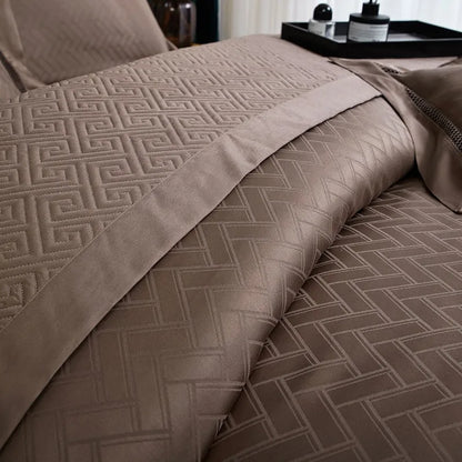 1000TC Egyptian Cotton Soft Silky Jacquard Wave Bedding Duvet Cover 4/7Pcs Boho Textured Comforter Cover Bed Sheet Pillowcases