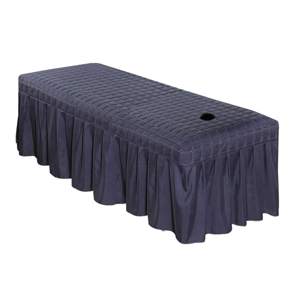 Thick Quilting Bed Skirt Beauty Salon Massage Plaid Bed Cover Sheet Skin-Friendly SPA Bed Full Cover with Hole Sabnanas, 1pcs