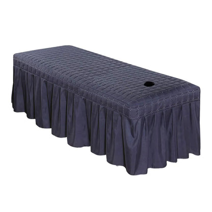 Thick Quilting Bed Skirt Beauty Salon Massage Plaid Bed Cover Sheet Skin-Friendly SPA Bed Full Cover with Hole Sabnanas, 1pcs
