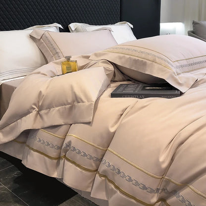 200s Long-Staple Cotton Four-Piece Set Pure Cotton 100% Cotton Bed Sheet Quilt Cover European-Style Luxury High-End Household