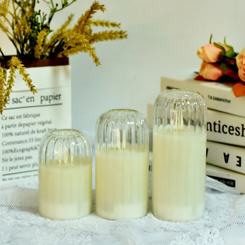 Flameless Candles with Remote, Set of 3 Glass Jar LED Candles  Φ 3" H 4" 5" 6", Candlelight for Home Fall Halloween Party Decor