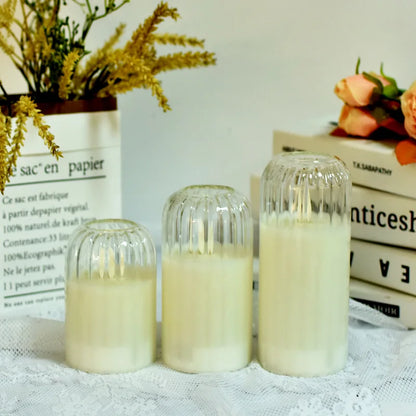 Flameless Candles with Remote, Set of 3 Glass Jar LED Candles  Φ 3" H 4" 5" 6", Candlelight for Home Fall Halloween Party Decor