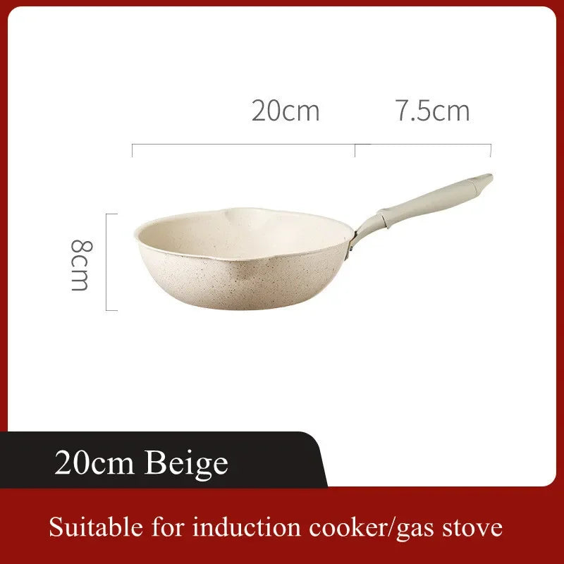 Durable Non-Stick Deep Wok Pan Frying Pan Maifan Stone Home Steak Pancake Cooking Pots Skillet Saucepan Kitchen Cookware Utensil