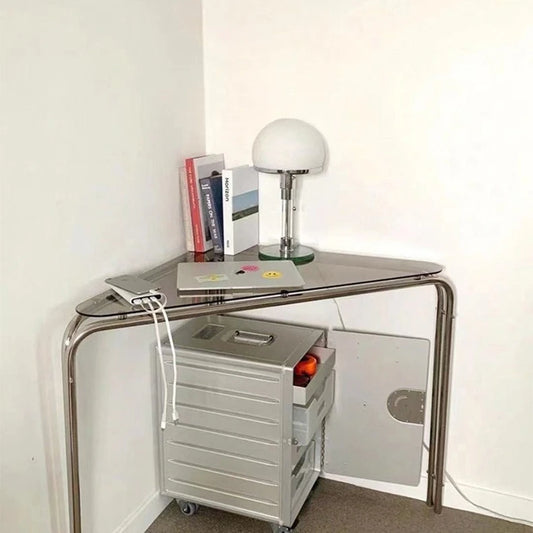 Corner Table Simple Triangle Nook Computer Electroplated Metal Small Apartment Desk Stainless Steel Light Luxury Home Furniture