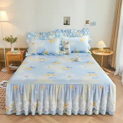 100% Cotton Bed Skirt Double King Size Bedspread Bedspreads Box Garden Spread the Queensize Cover Linen Sheet Skirts for Beds