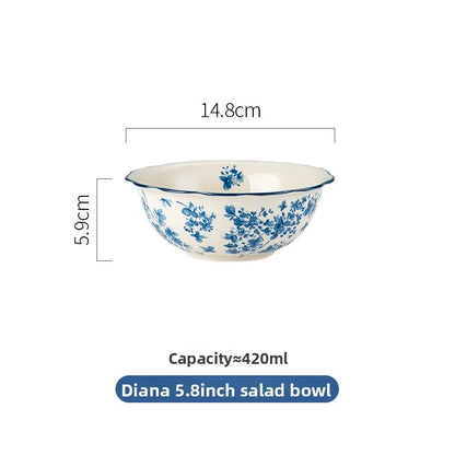High-end Ceramic Dinnerware Set Chinese Style Rice Bowls Plates Dishes Glaze Color Soup Bowls