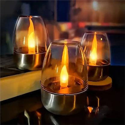 Solar Powered LED Candles 6 Pieces Rechargeable Flameless Night Lights For Garden Outdoor Wedding Party Decor Atmosphere Lamps