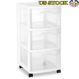 3 Drawer Plastic Storage Cart Rolling